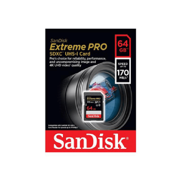 SanDisk Extreme PRO 64GB SDXC Memory Card, Up to 170 MB/s, Class 10, U3, V30